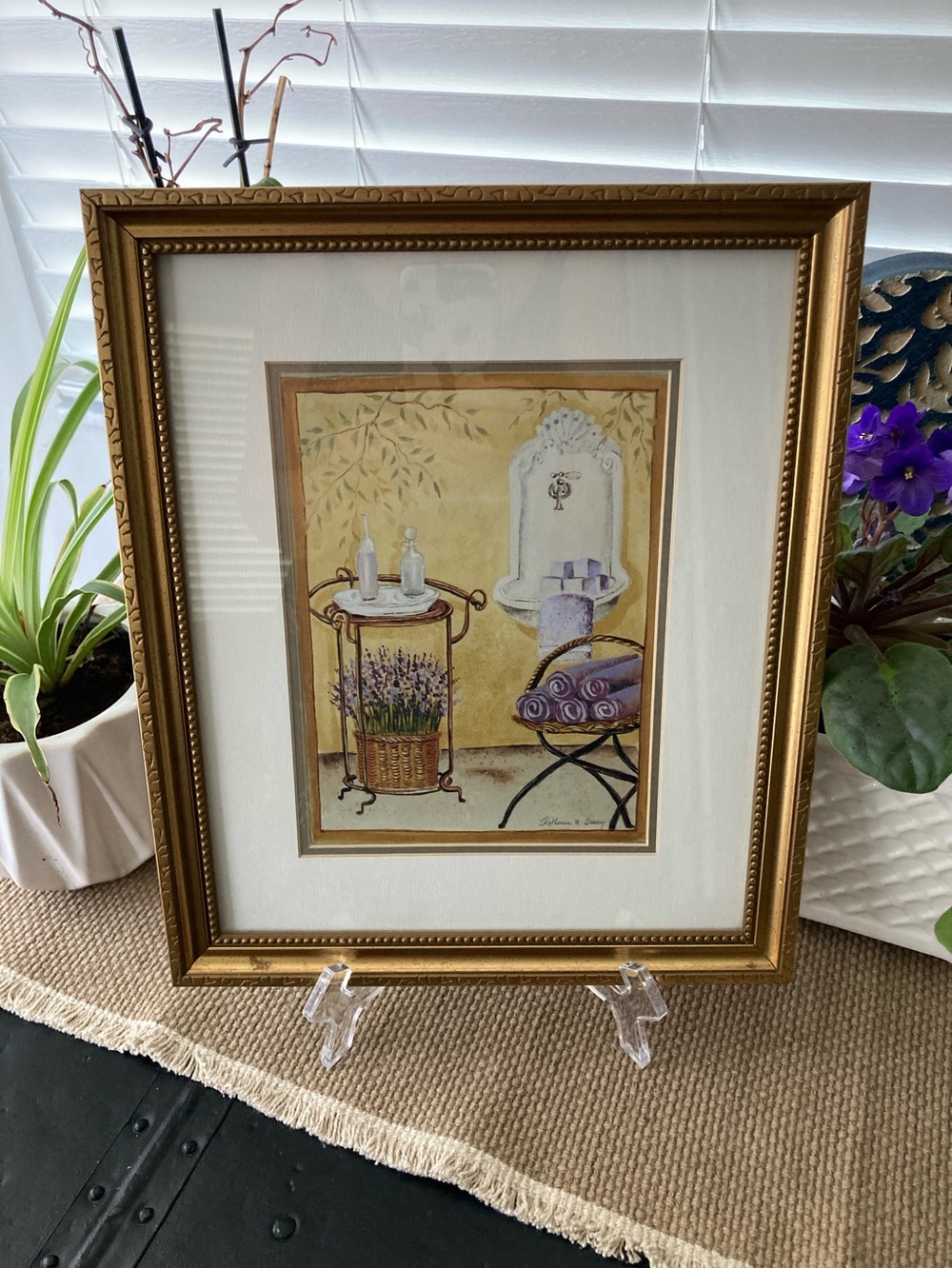 Katharine  M  Gracey Gold Wood  Framed Print "Gracey's French Bath" 10" x 12"